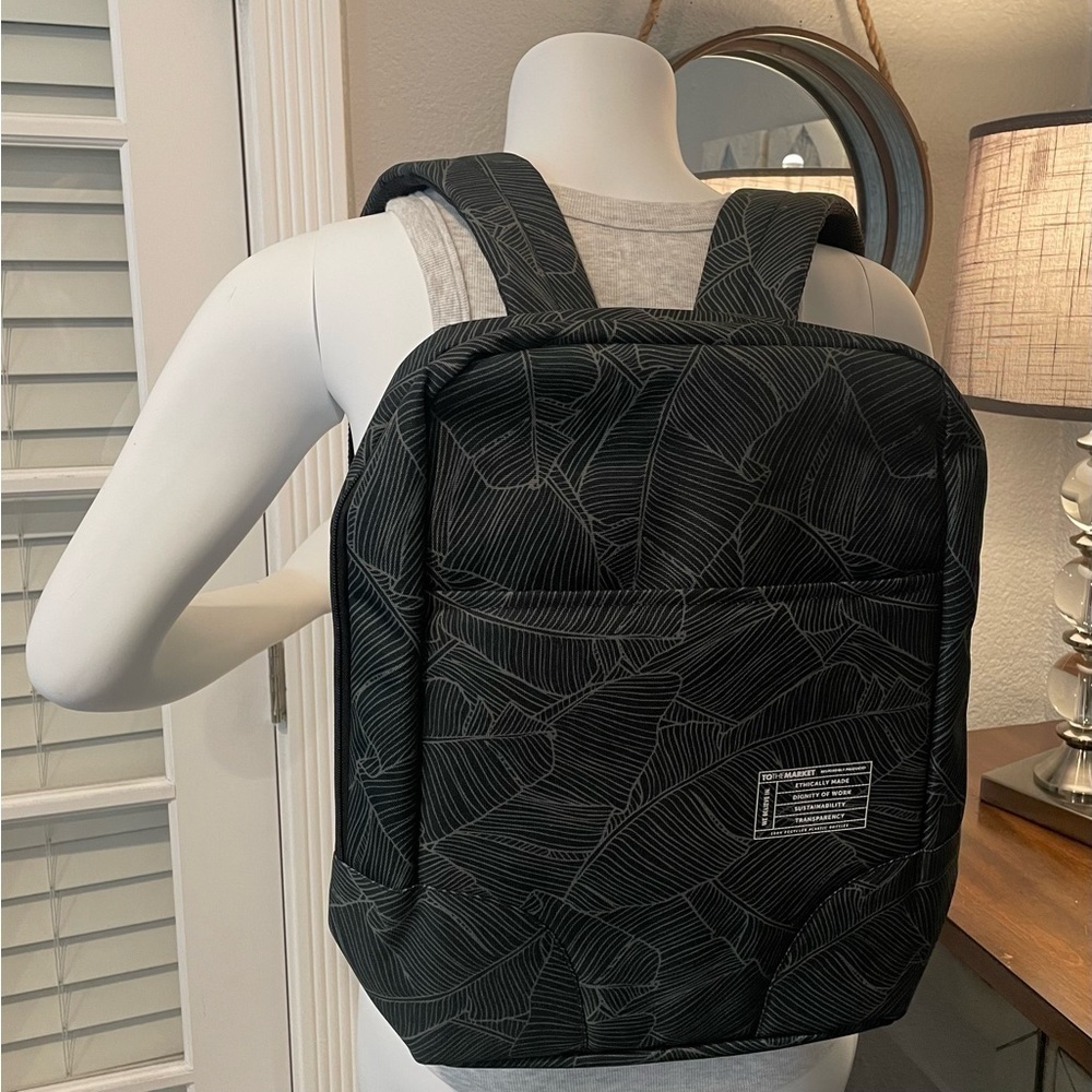 To The Market Black Leaf Backpack